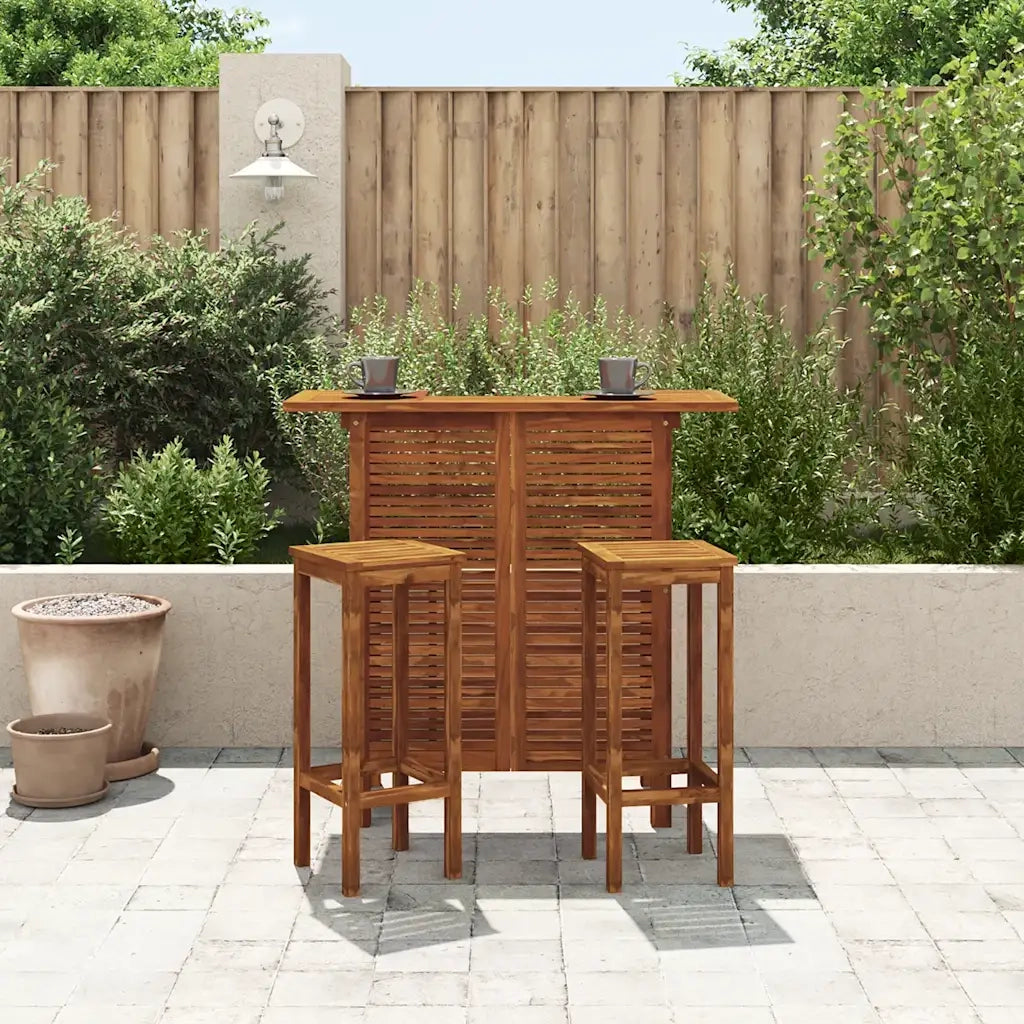 Set Tavolo e Sedia da Bar 3 pz in Legno Massello di Acacia CFW9250766