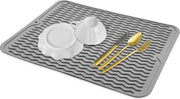 Mat per piatti, 40 x 30 cm, Mat per piatti, Vasca da lavaggio, Lavello, Asciugamano, Posate, Resistente al calore, Antiscivolo Mat per piatti, Grigio grande