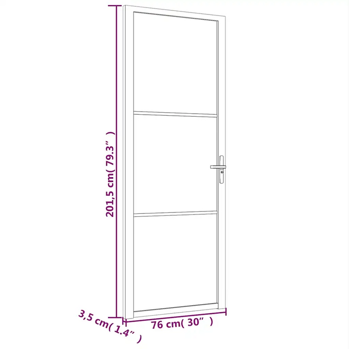 Porta Interna 76x201,5 cm Bianca in Vetro ESG e Alluminio 350568