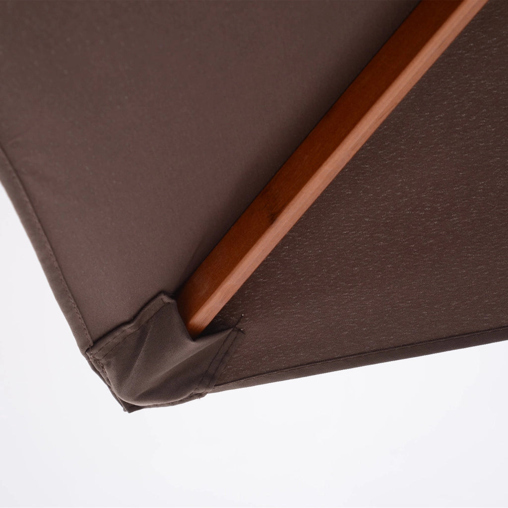Ombrellone da Giardino Rettangolare Inclinabile 200x150x235H cm Apertura a Corda Caffè