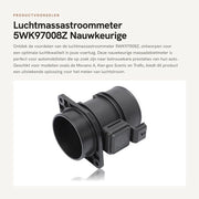 Misuratore di massa di aria 5WK97008Z - Compatibile con Movano/Vivaro/Scénic - Misuratore di massa di aria - Misuratore di flusso di aria preciso - Adatto per 101-146 CV - Misuratore di flusso di aria