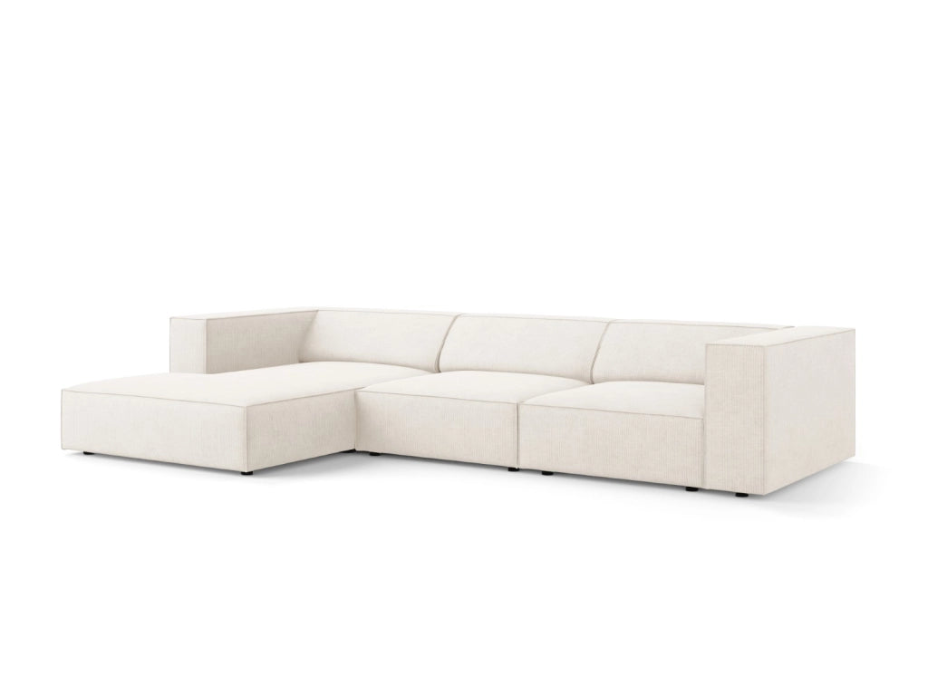 Cosmopolitan Design - Divano angolare sinistro "Arendal" 4 posti in ciniglia con effetto a coste avorio 