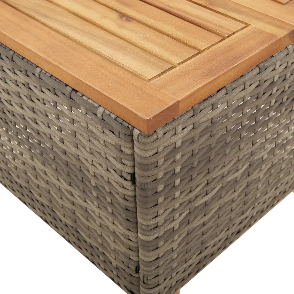 Tavolo da Giardino Grigio 45x45x37 cm Polyrattan e Legno Acacia 366326