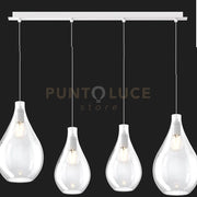 SOSPENSIONE BIANCO 4 LUCI RETTANGOLARE VETRI (2 PICCOLI+2 MEDI) TUTTI TRASPARENTE 1193BI-S4 RPM-TR