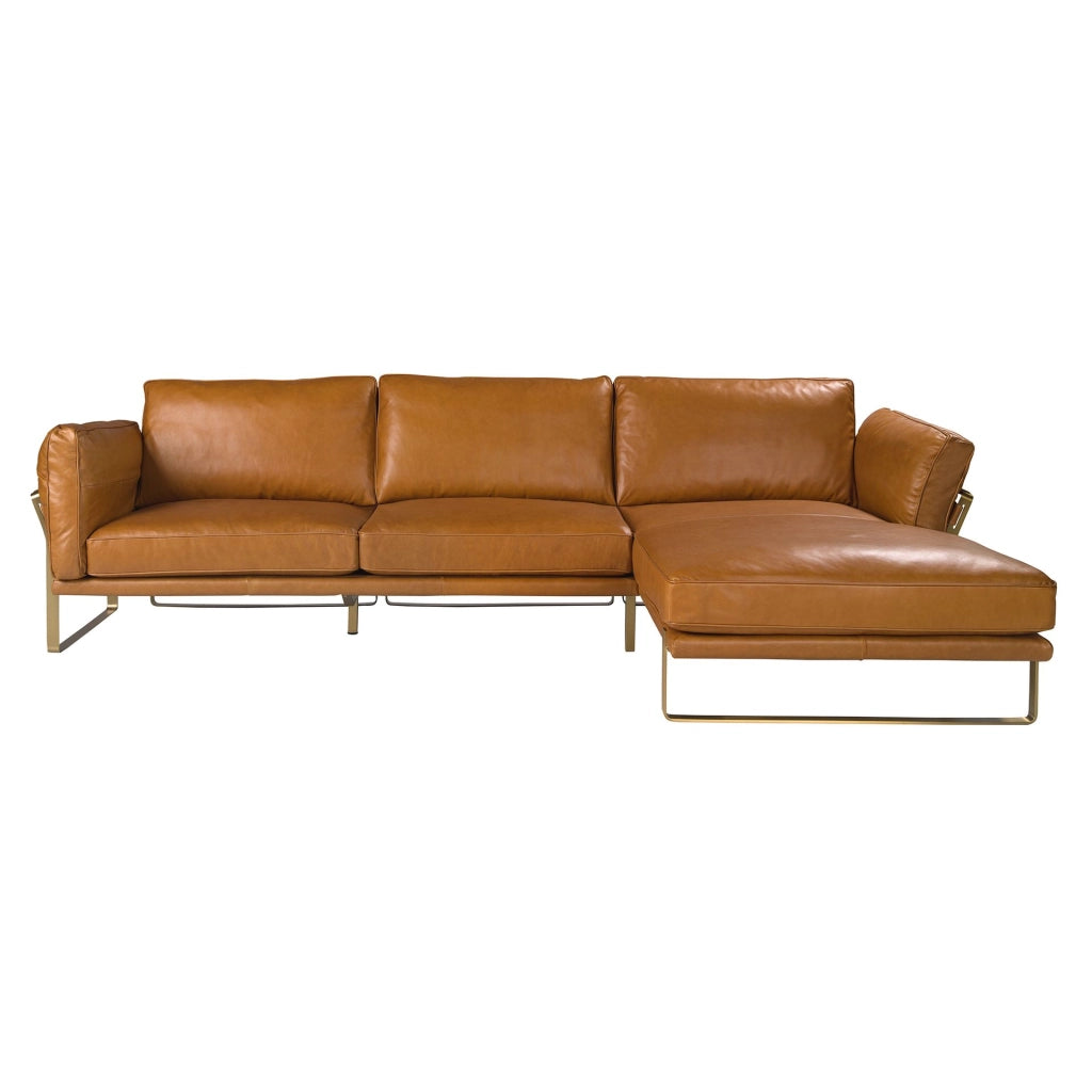 Divano chaise longue destro in pelle di cammello