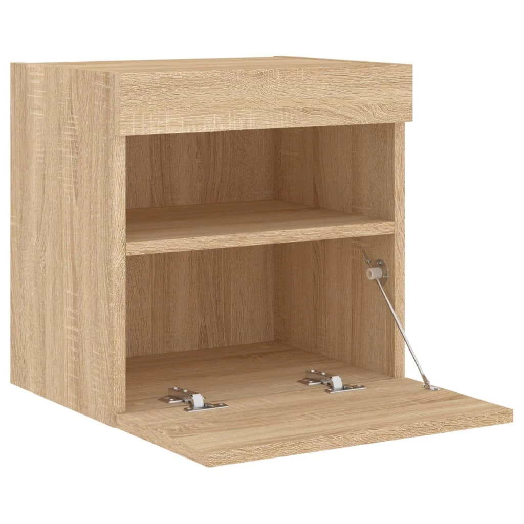 Mobile TV multimediale da parete mensola TV mobile TV sala da pranzo soggiorno camera da letto luci LED 2 pezzi rovere Sonoma 40 x 30 x 40 cm marrone 02_0029173