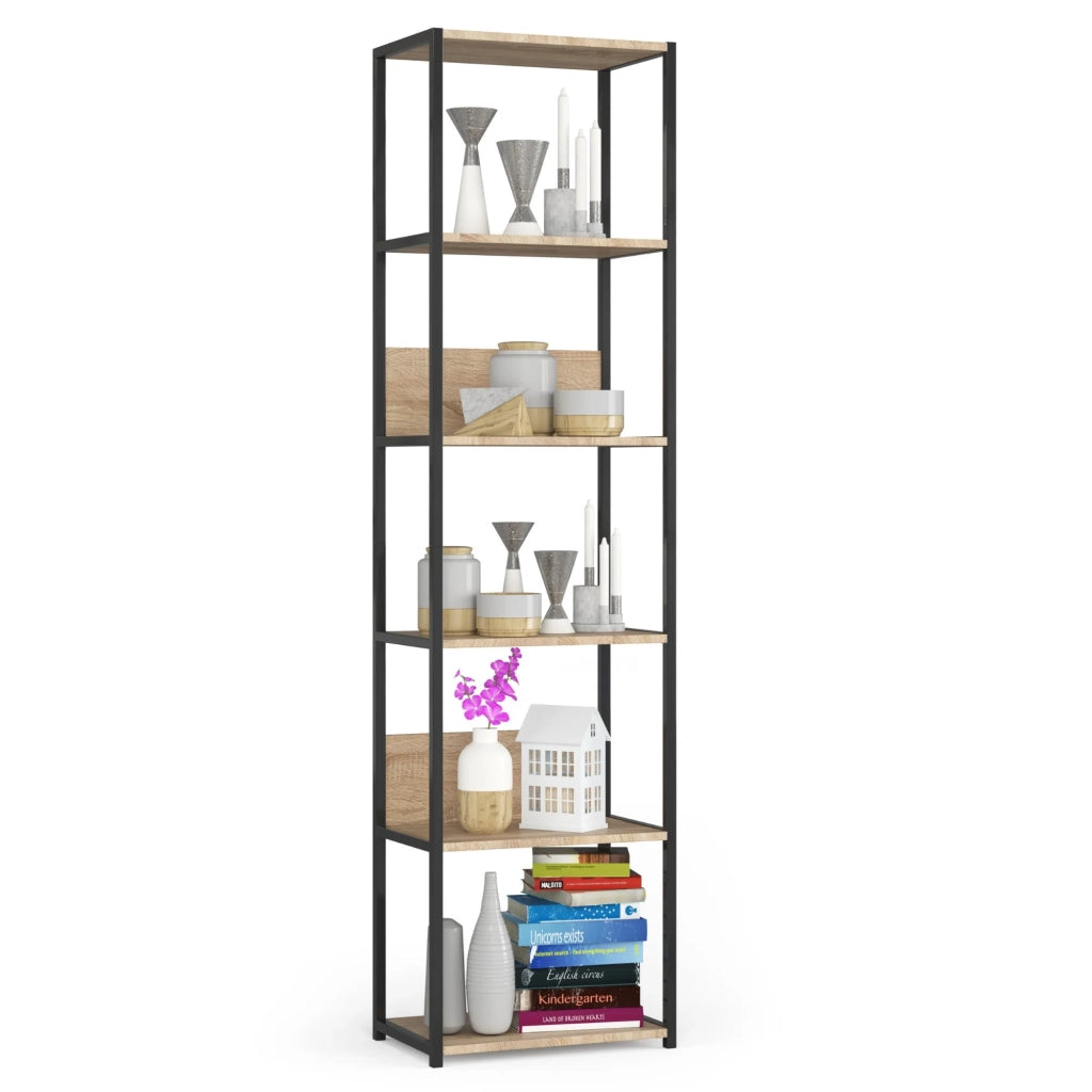 Scaffale stile industriale con ripiani in legno 50 cm Nera, Quercia Sonoma 50x32x192 cm