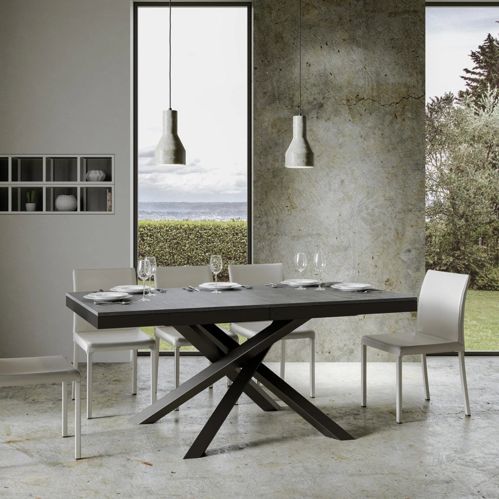 Tavolo allungabile 90x160/264 cm Volta Evolution Cemento telaio Antracite