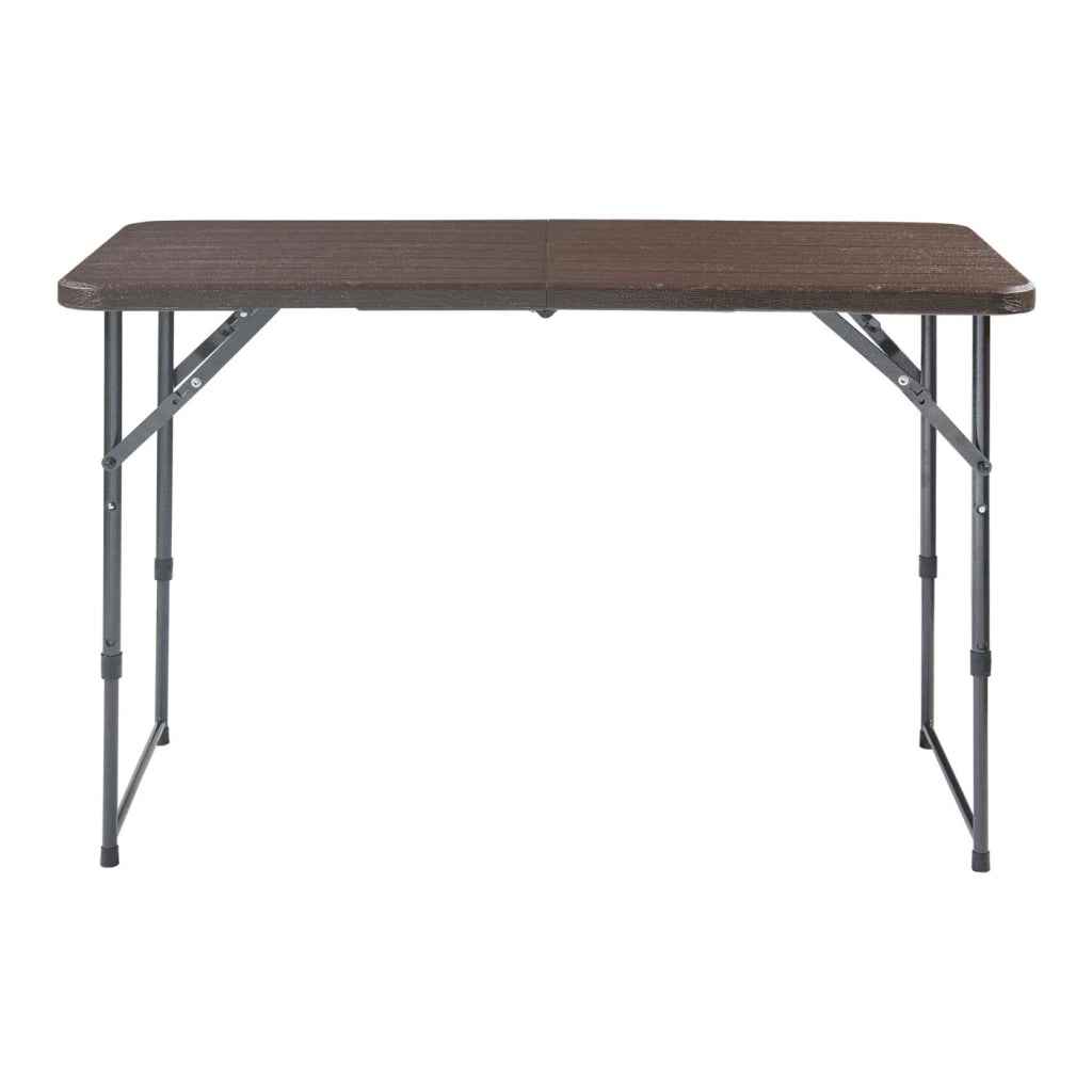 Tavolo da campeggio pieghevole con altezza regolabile 120 x 60 cm effetto legno 03_0010993