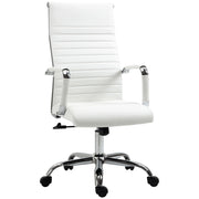 Sedia da Ufficio Ergonomica Funzione Dondolo 54x62x104-114 cm in Finta Pelle Bianco