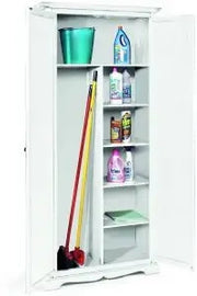 Armadio porta scope in legno arte povera Shabby chic bianco