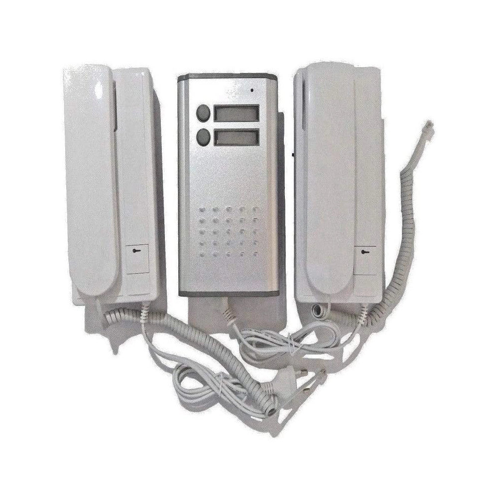 Trade Shop - Kit Citofono Bifamiliare Apriporta Cancello 2 Fili Due Cornette -