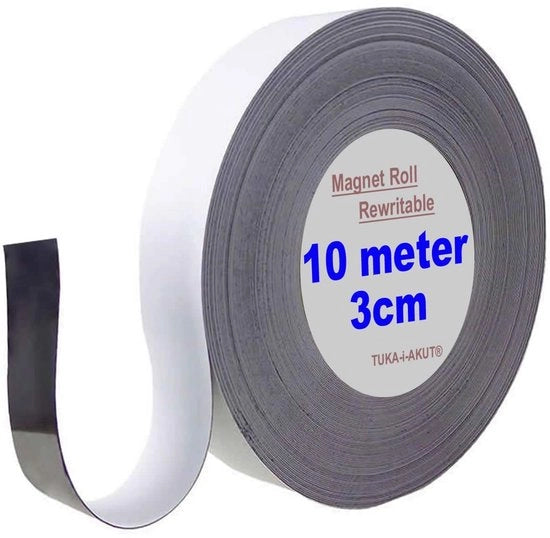 Nastro magnetico riutilizzabile - Etichette magnetiche - Adesivo self-lavabile - Flessibile - Tagliabile - Ideale per magazzini