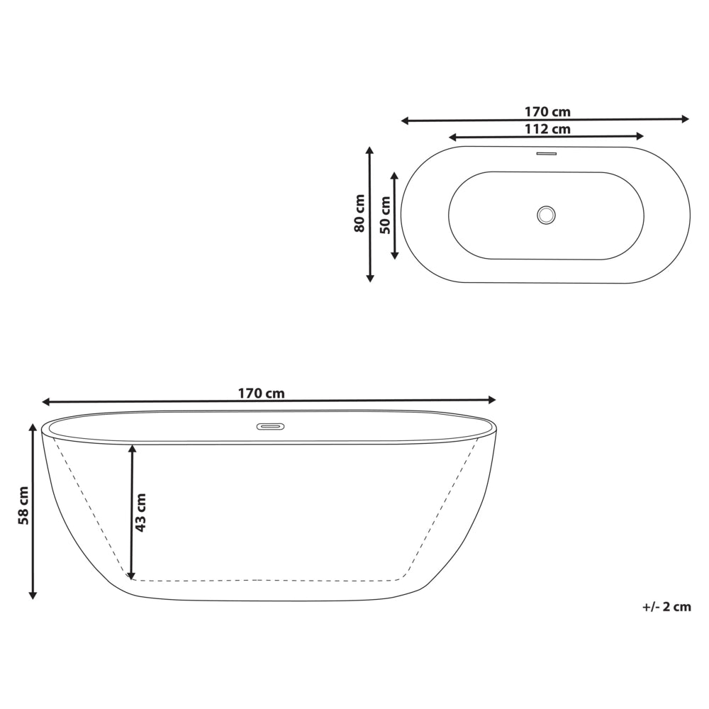 Vasca da Bagno Freestanding Acrilico Sanitario Rosso Bordeaux 170 x 79 cm