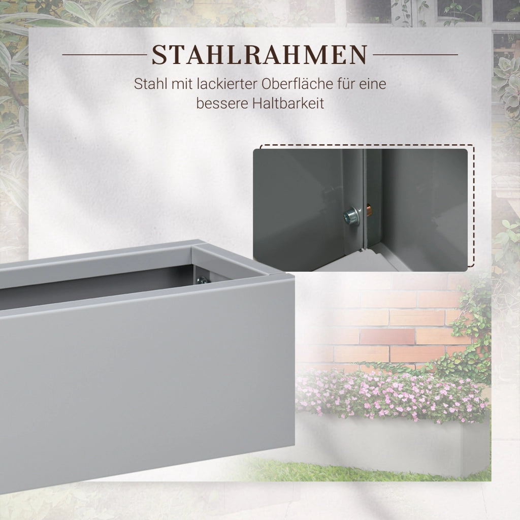 Vaso da Giardino in Acciaio ¨C Zephmum ¨C Grigio 91x22x22