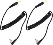 Cavo sincronizzazione flash - Universale 3,5 mm - Rollo di cavo - Nero - Cavo sincronizzazione per macchina fotografica digitale - 2 pezzi