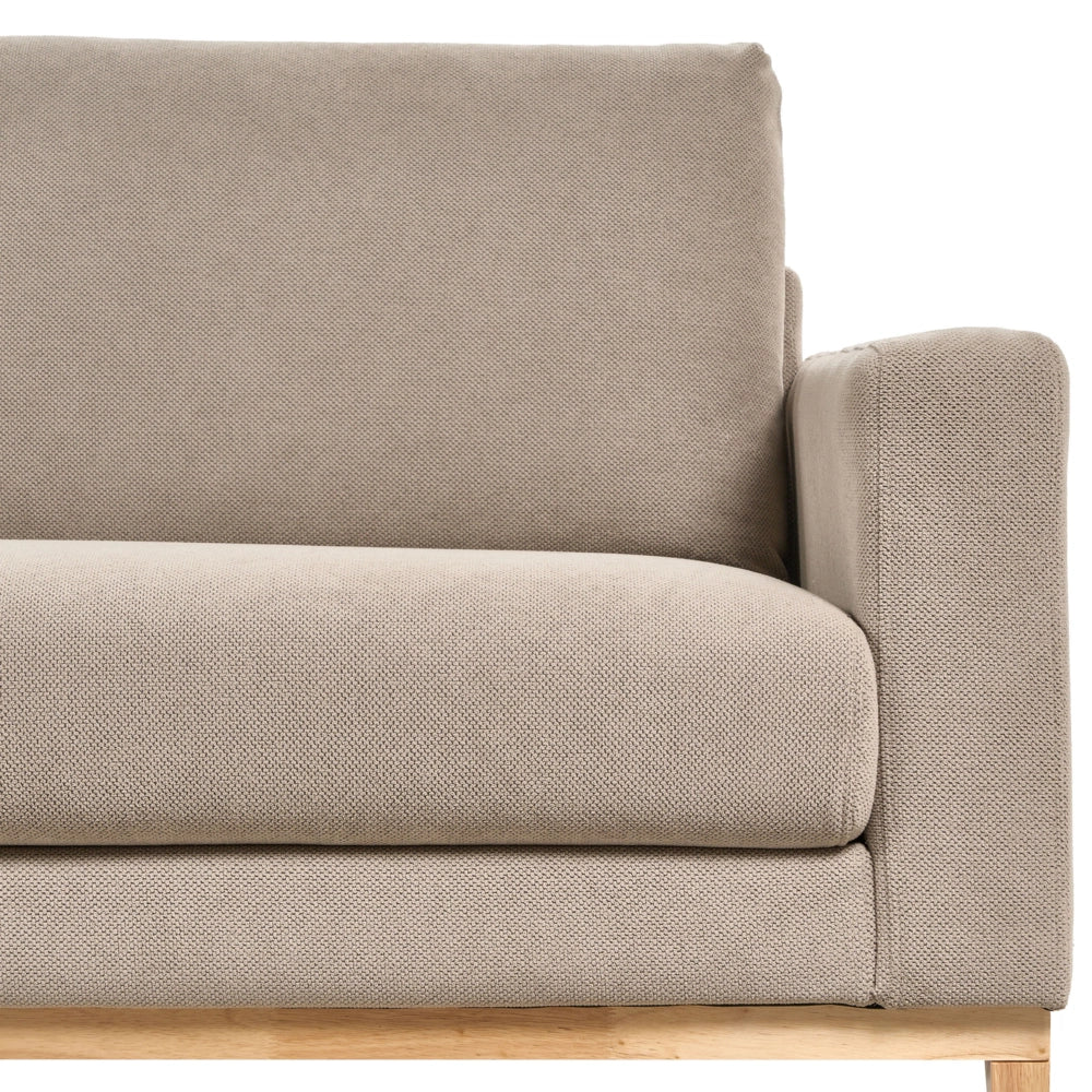 Divano angolare destro Tappezzeria in poliestere taupe Gambe in legno Elegante