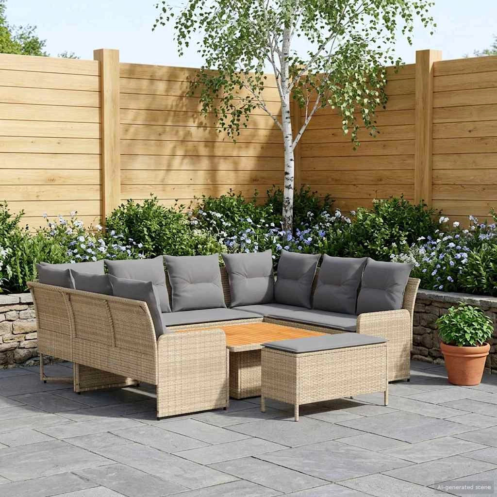 Set di Mobili 7 pz Beige e Grigio Chiaro Rattan in PE 3422191