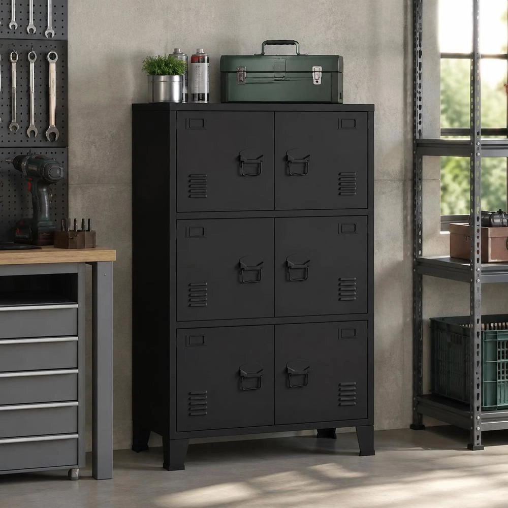 Industrial Storage Cabinet, Black, 75x40x115 Cm, Metal