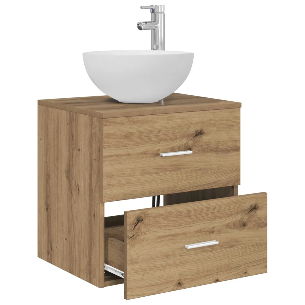Mobiletto con Lavabo a Parete Rovere Artigianale