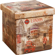 Biscottini Pouf contenitore richiudibile in ecopelle London Praticissimo 32x32x32