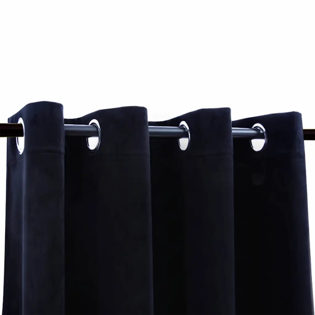 Tende Oscuranti con Anelli 2 pz Nere in Velluto 140x175 cm 134488
