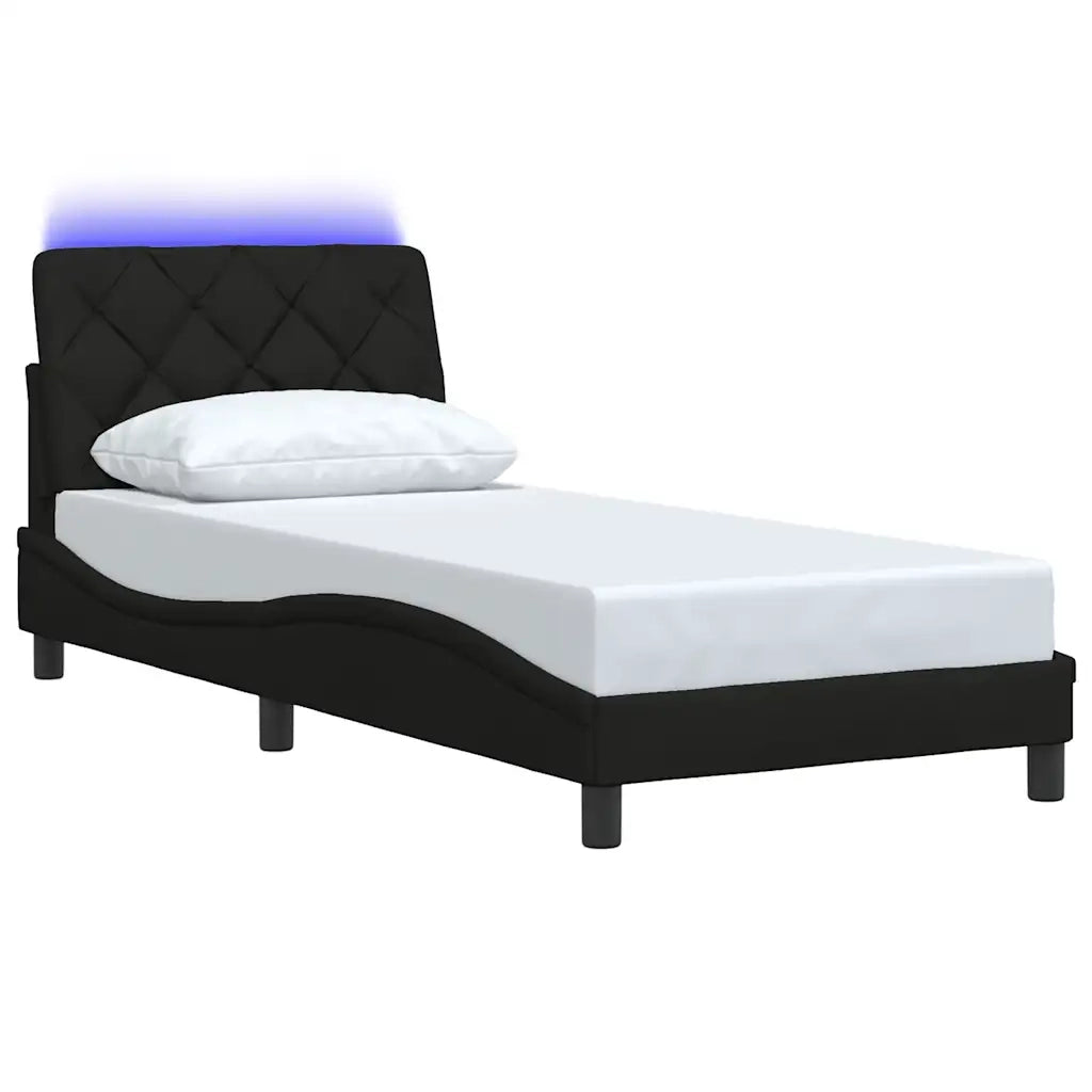 Giroletto con LED senza Materasso Nero 90x200 cm in Tessuto