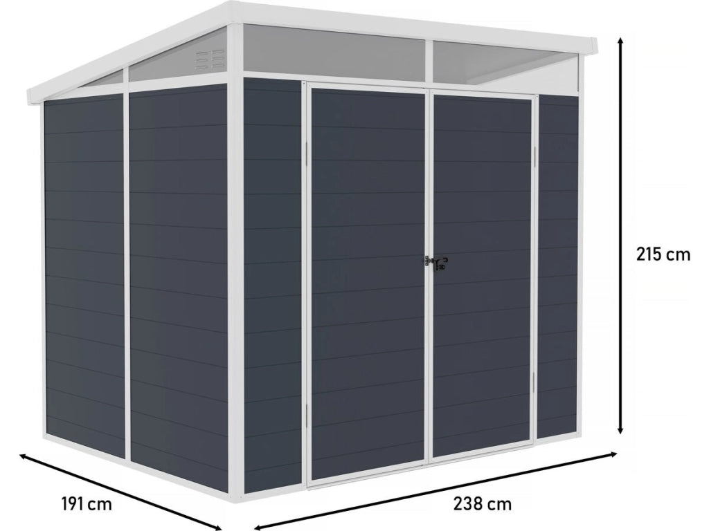 Capanno da giardino in resina "Detroit" - Grigio - 4,54 m² - 1,91 x 2,38 m