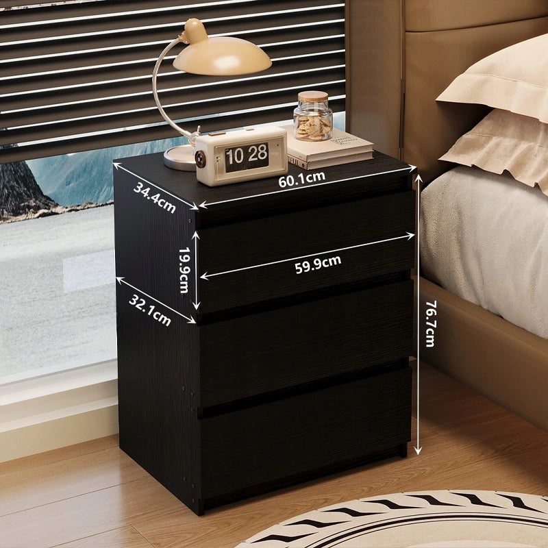 Comodino, tavolino, cassettiera per camera da letto, nero, stile loft moderno, 60 cm