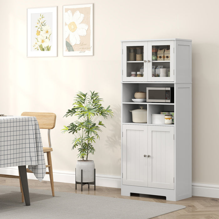 Credenza Cucina 60x30x145,5 cm con Armadietti e Vani a Giorno in Truciolare Bianco