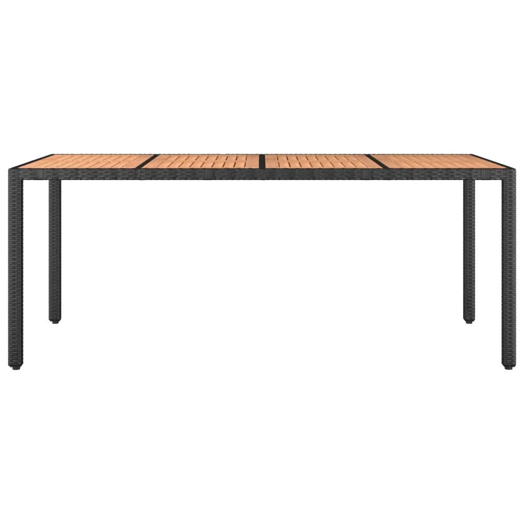 Tavolo da Giardino | Tavolino da esterno Piano Legno Nero Polyrattan Massello Acacia