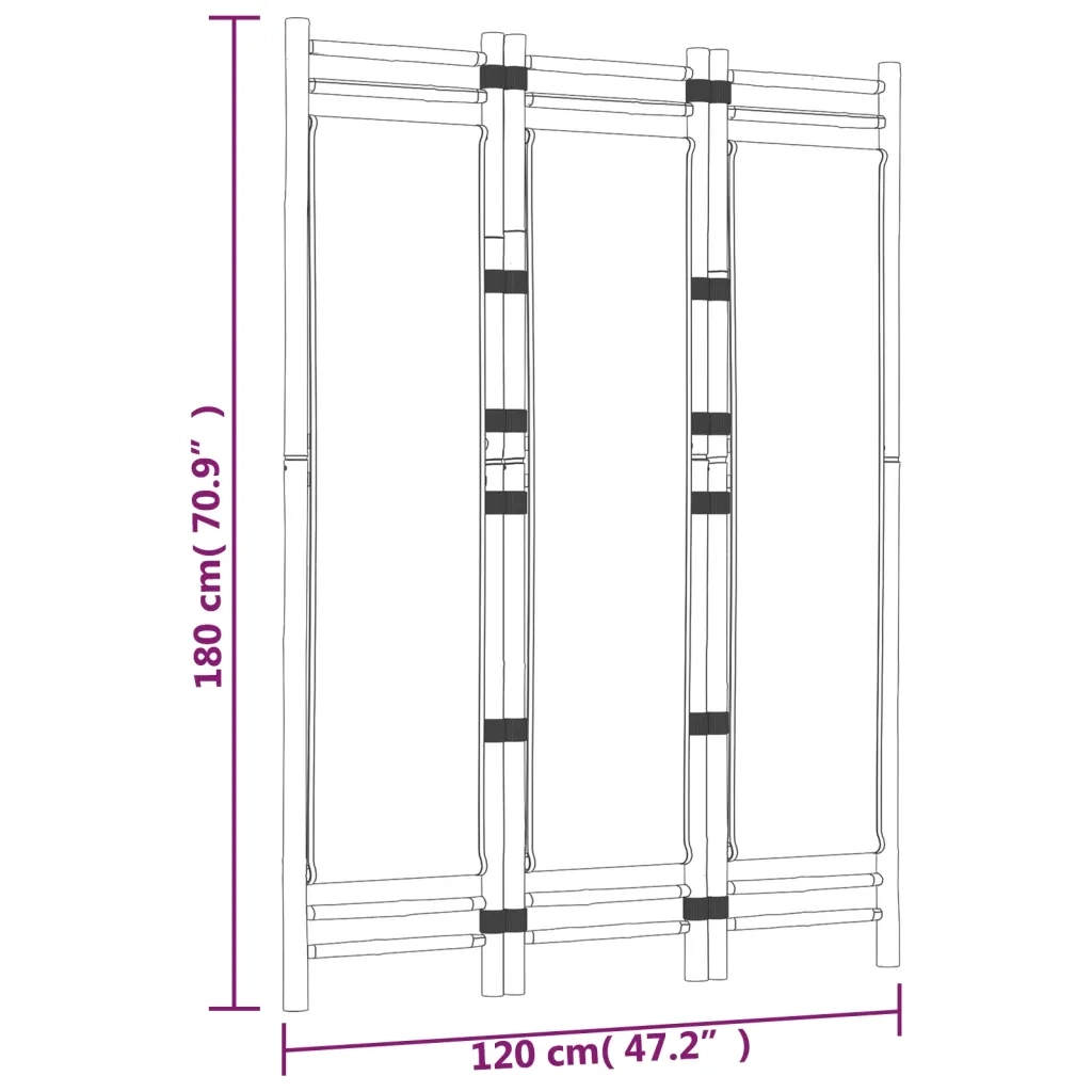Divisorio Ambienti | Divider per stanze | Paravento 3 Pannelli Pieghevole 120 cm Bamb¨´ e Tela