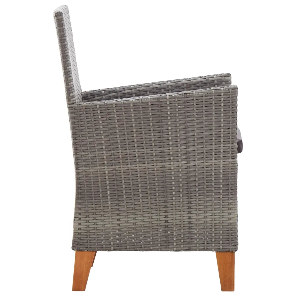 Set Pranzo da Giardino 9 pz Polyrattan e Legno d'Acacia Grigio cod mxl 34842