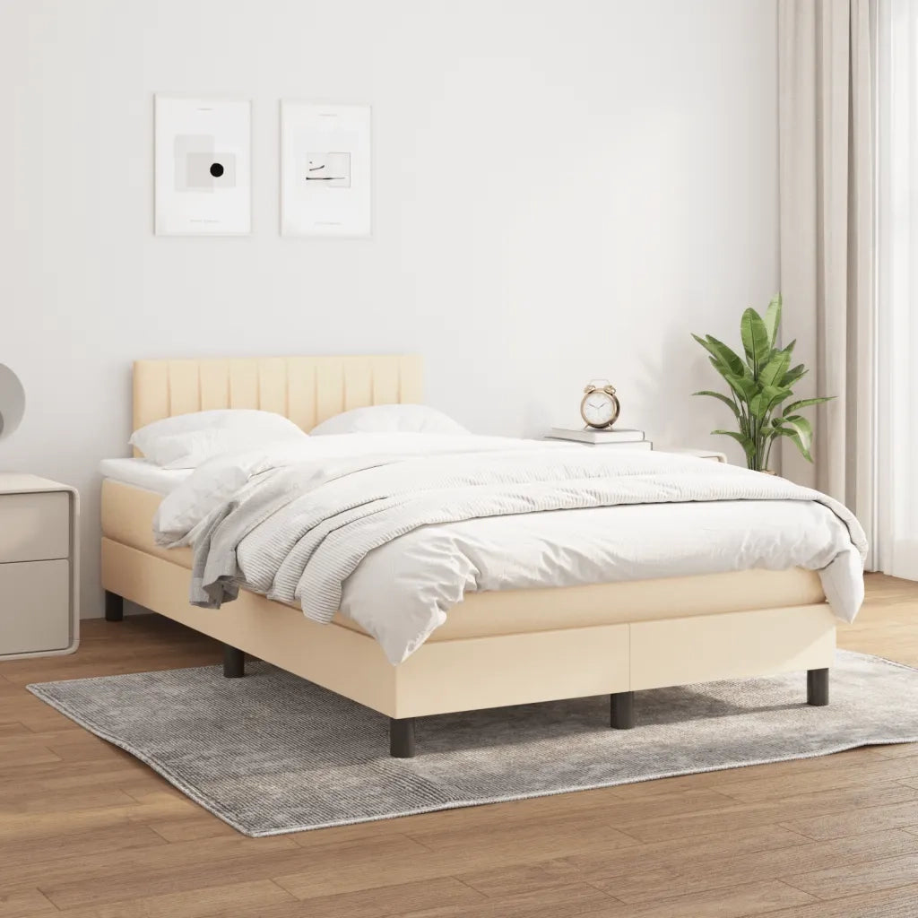 Giroletto a Molle con Materasso Crema 120x190 cm in Tessuto 3269742