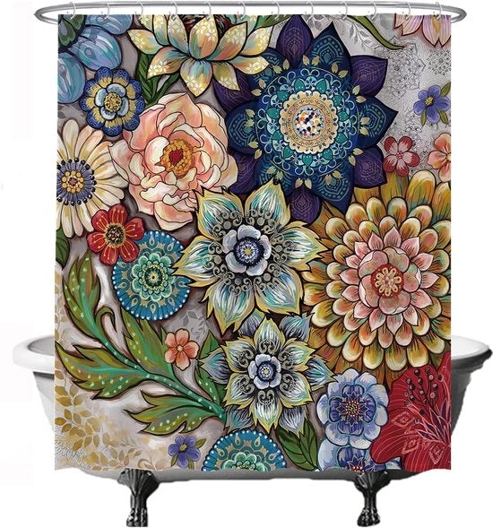 Douchegordijn con Fiori Naturale - Antischiumma - 180 x 200 cm