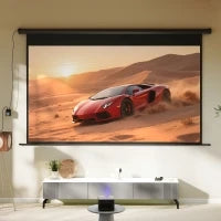 Telo per Proiettore 120" 16:9 Motorizzato con Telecomando, Fissaggio a Muro e Soffitto, Nero