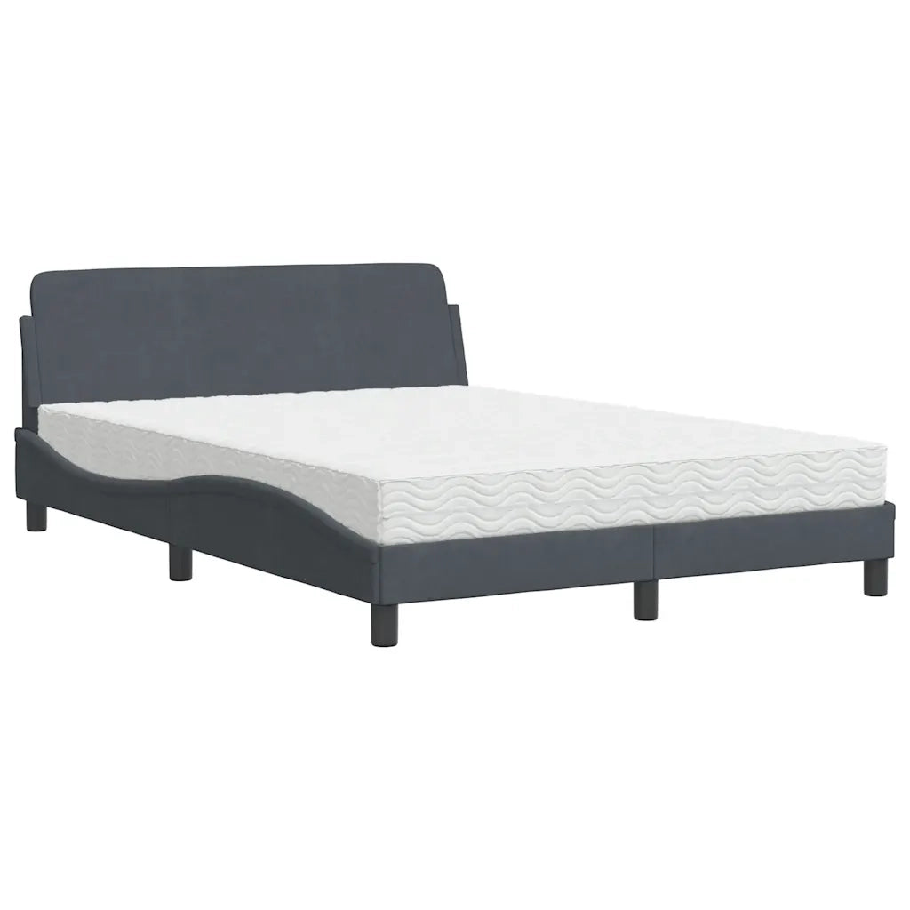 Letto con Materasso Dover Grigio Scuro 120x200 cm in Velluto 3208372