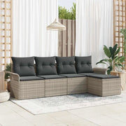 Divano da esterno con cuscino 5 pcs Grigio chiaro polyrattan 3345322