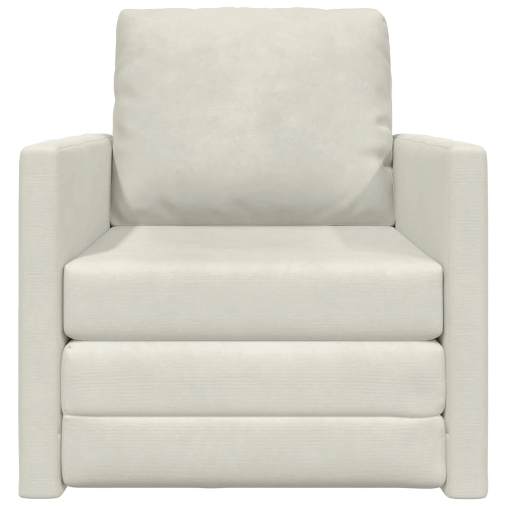 Divano letto | Sof¨¤ letto | Letto singolo Crema 74 x 77 x 81 cm Velluto