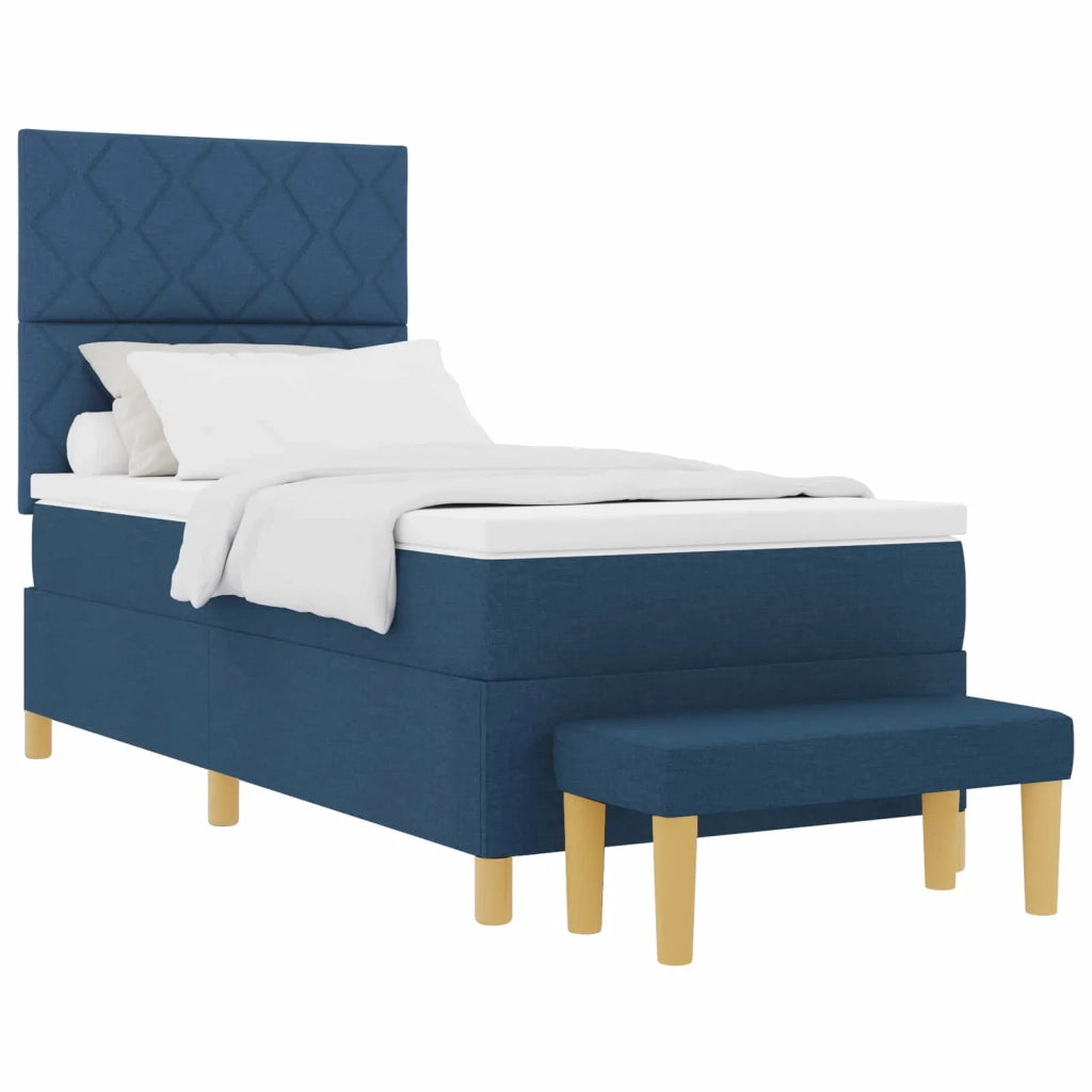 Letto a molle con cuscino con testiera Blu 200 x 90 cm Tessuto 3344351