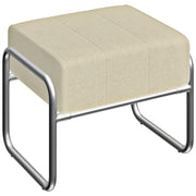 Pouf Poggiapiedi ¨C Xylo ¨C Tessuto Chenille Beige con Gambe in Metallo