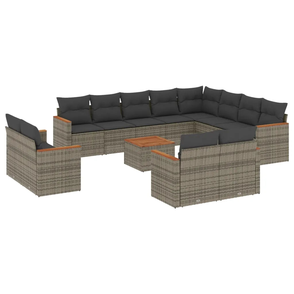 Set Divani da Giardino 13 pz con Cuscini Grigio in Polyrattan 3226522
