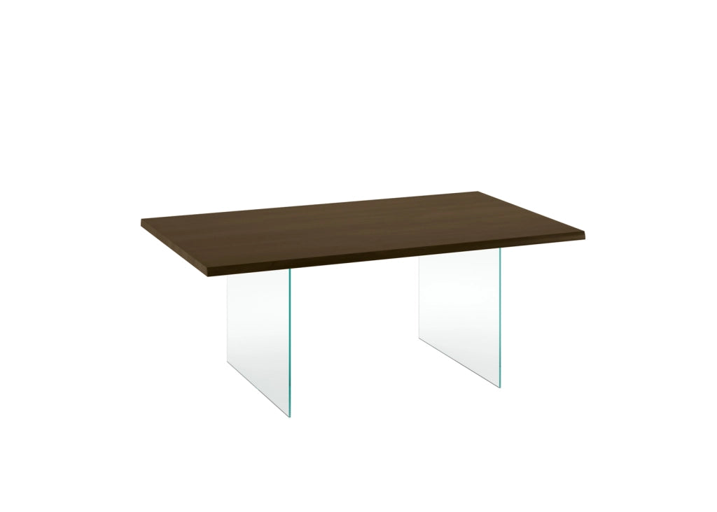 Tavolo Snooker Allungabile 200/300x100 cm in Rovere Termocotto impiallacciato con gambe in vetro temperato extra trasparente - Design