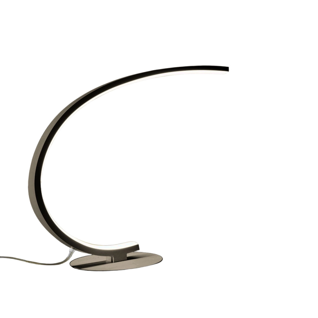 Lampada da tavolo IOLE L - Struttura in alluminio titanio, LED 12W 400lm 3000K, Dimmerabile Push integrato - Design Minimalista Gealuce