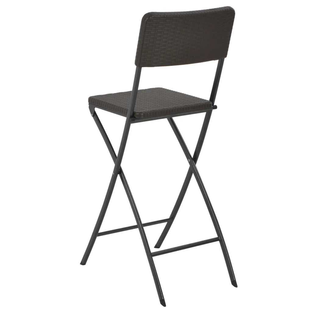 Sgabelli da Bar Pieghevoli 2 pz in HDPE Acciaio Marroni Rattan cod mxl 64049