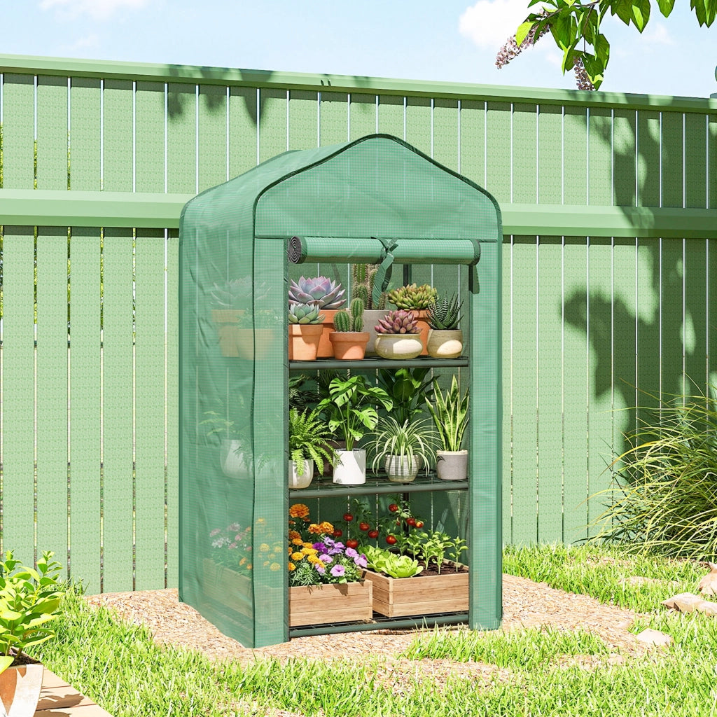 Serra da Giardino 3 Livelli con Ripiani ¨C Zephmum ¨C Verde Acciaio 59x39x127 cm