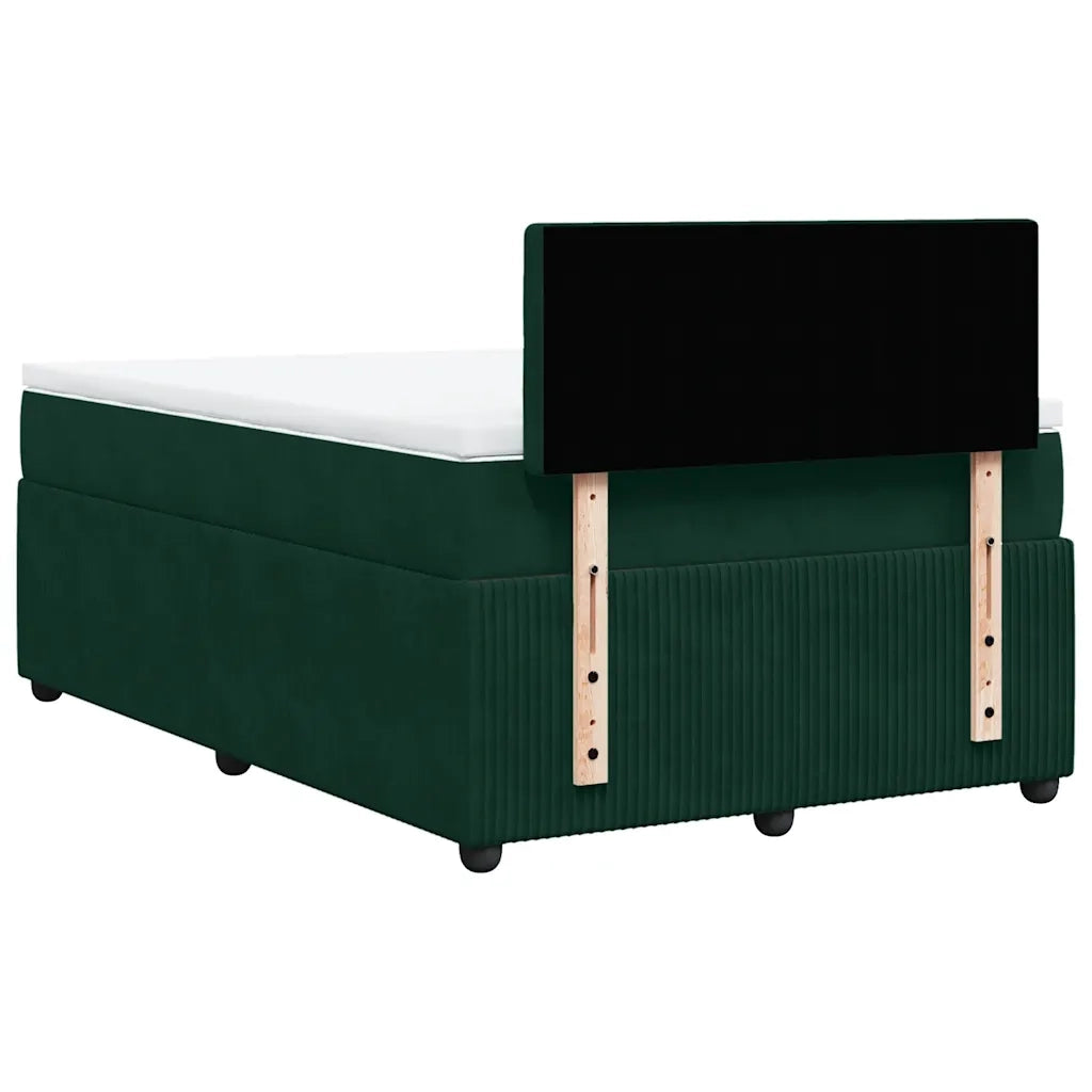 Giroletto a Molle con Materasso Verde Scuro 120x190 cm Velluto