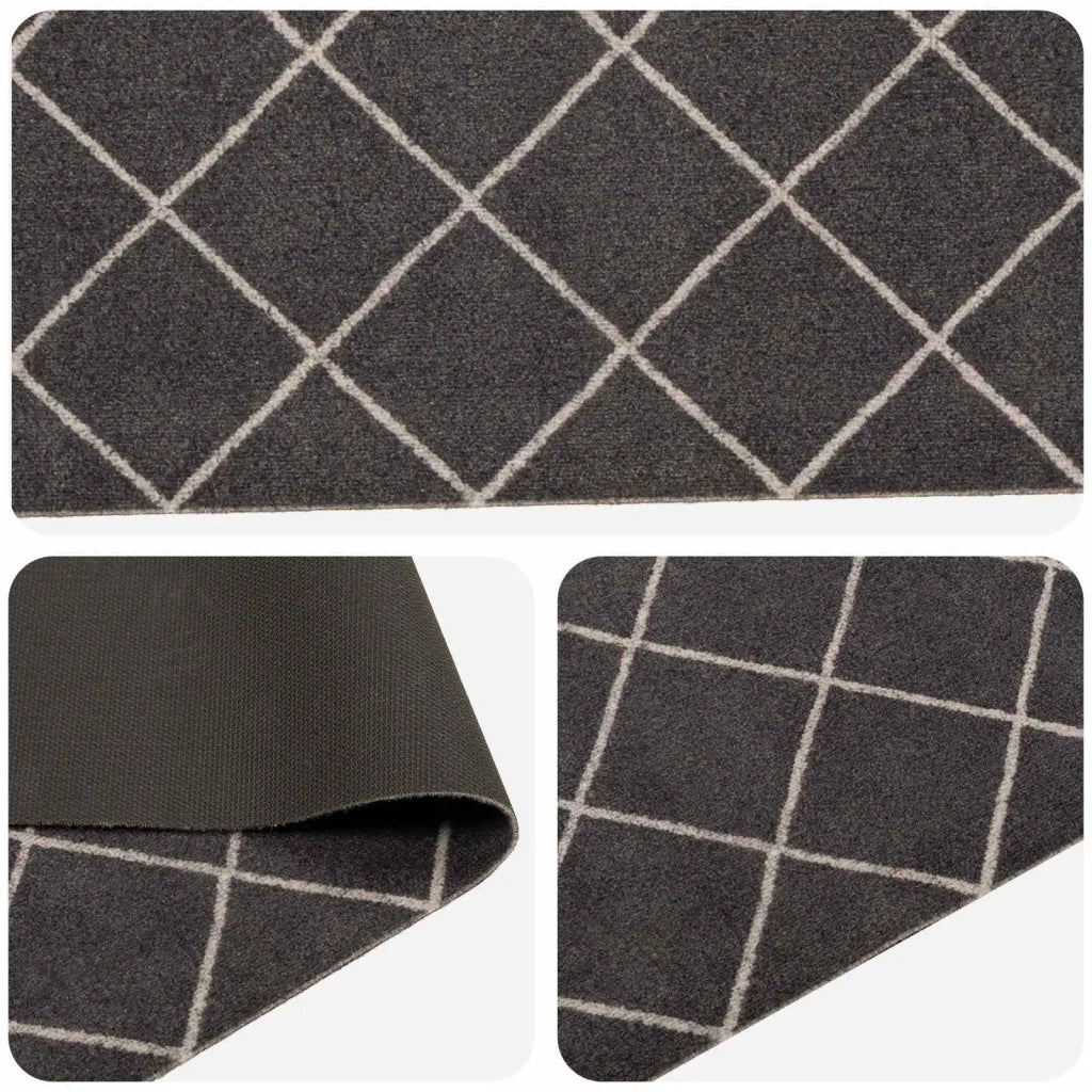 Tappeto da Cucina Antracite a quadri 300 x 60 cm 42045727