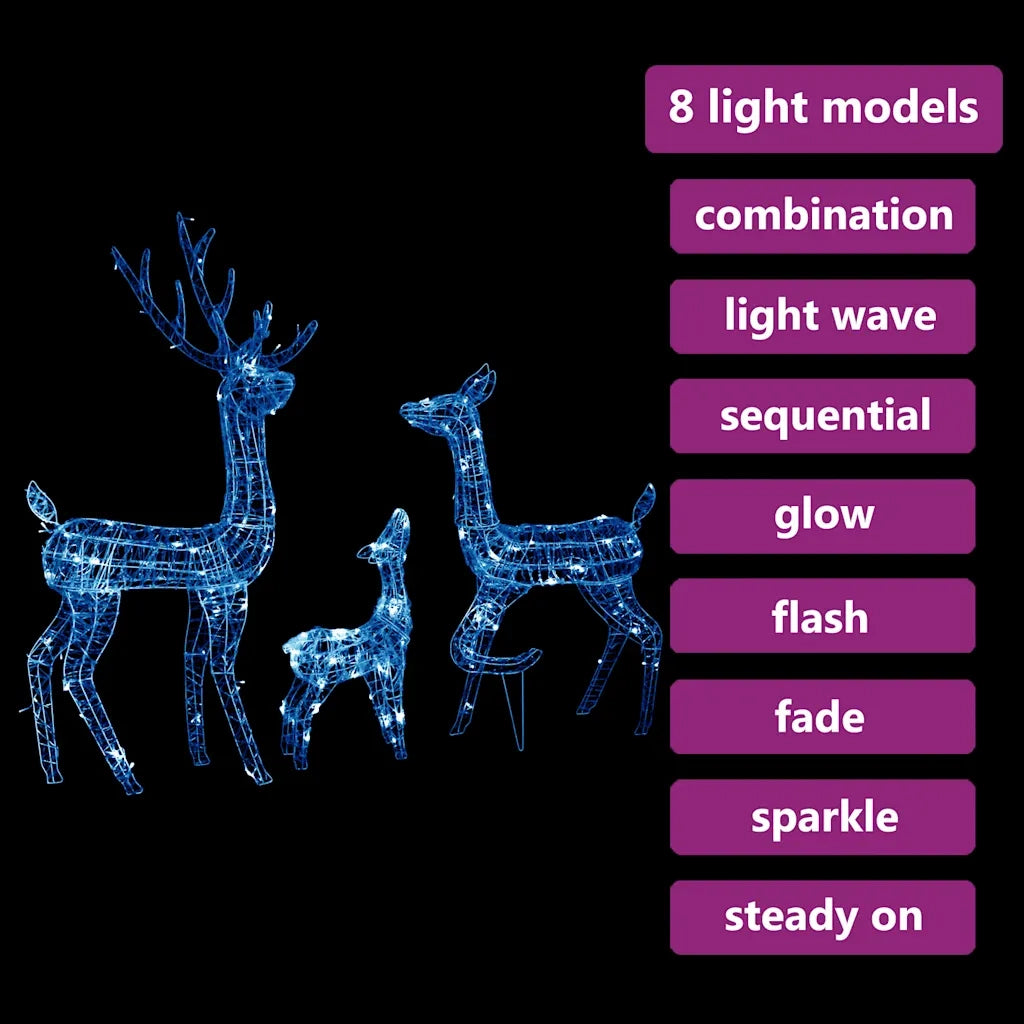 Famiglia di Renne di Natale 300 LED Blu in Acrilico 329795