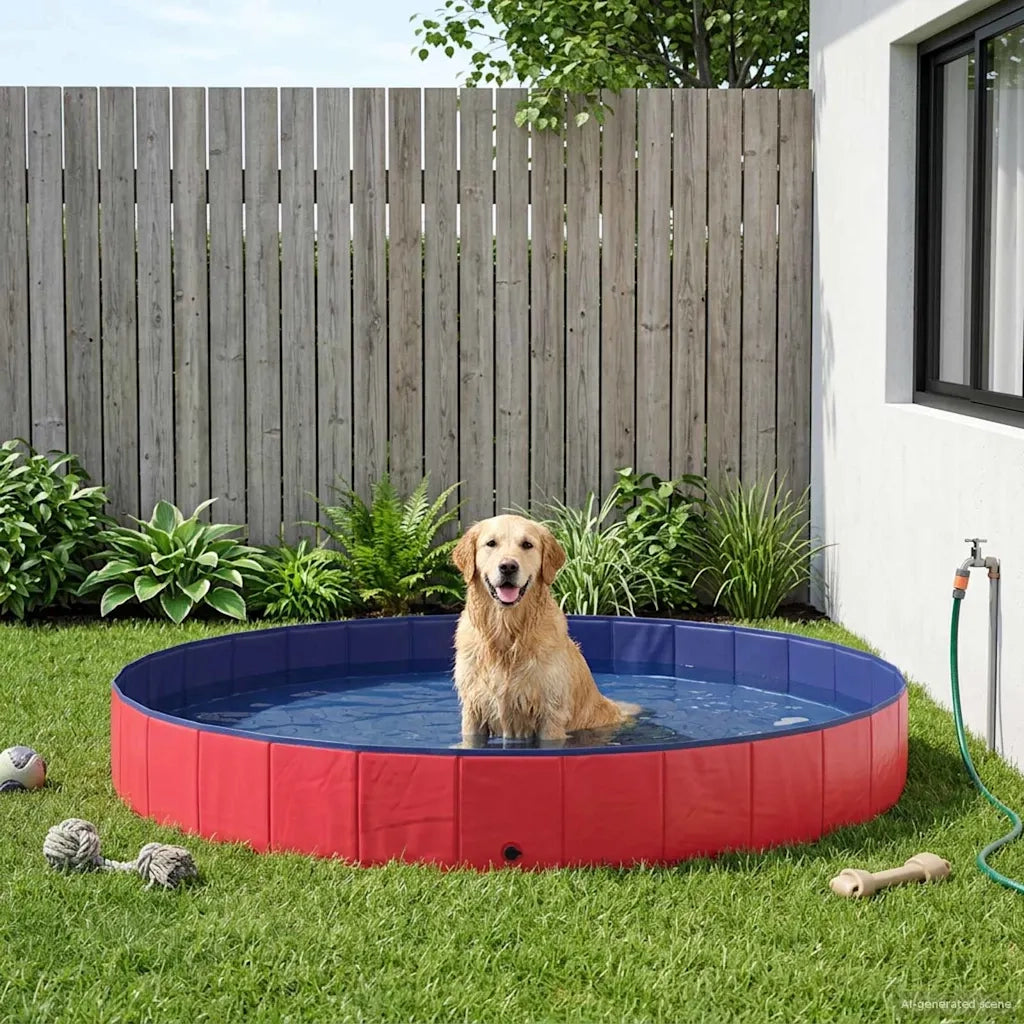 Piscina per Cani Rosso ?300 x 38 cm PVC Spesso CFW8588055